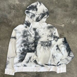 Zyia Active Tie-Dye Waffle Hoodie & Shorts Set